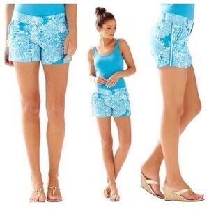 Lilly Pulitzer Callahan Shorts Ariel Blue Lion Floral 5", size 4